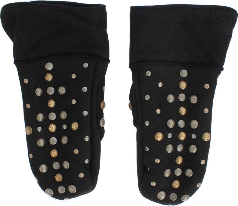 Gray Wool Shearling Studded Gloves - 4