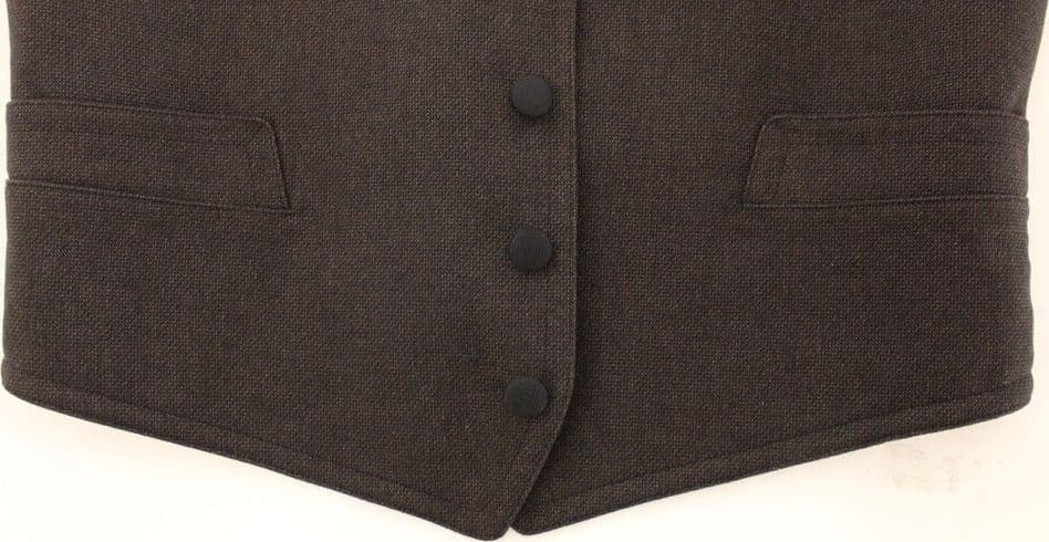 Brown Cotton Blend Dress Vest Gilet - 3