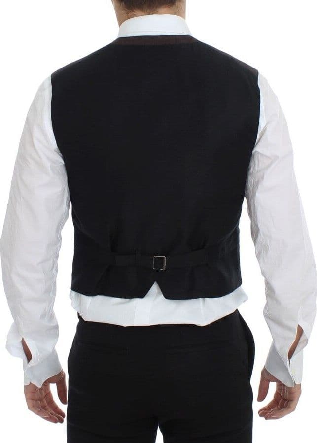 Brown Cotton Blend Dress Vest Gilet - 5