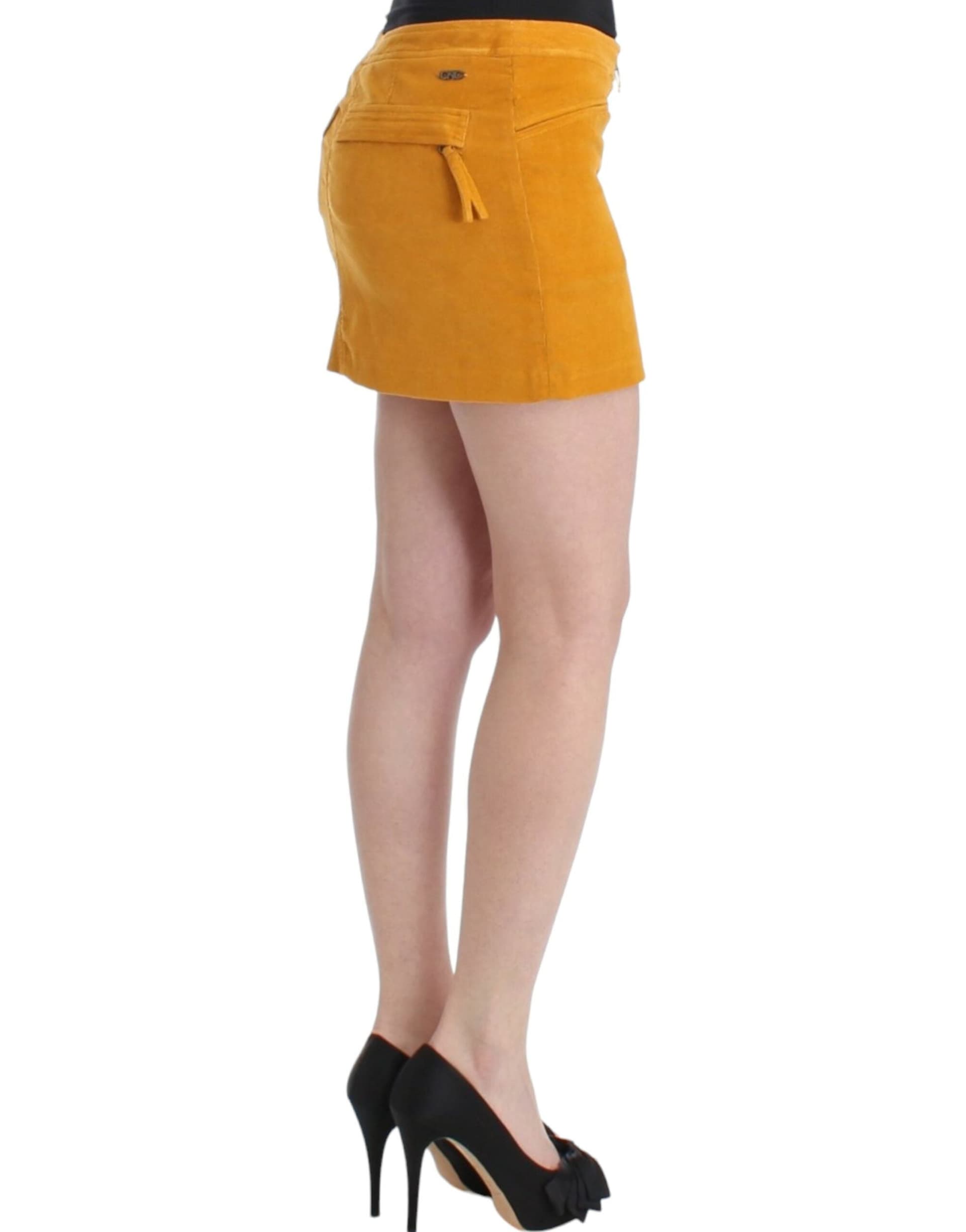Yellow corduroy mini skirt - 3
