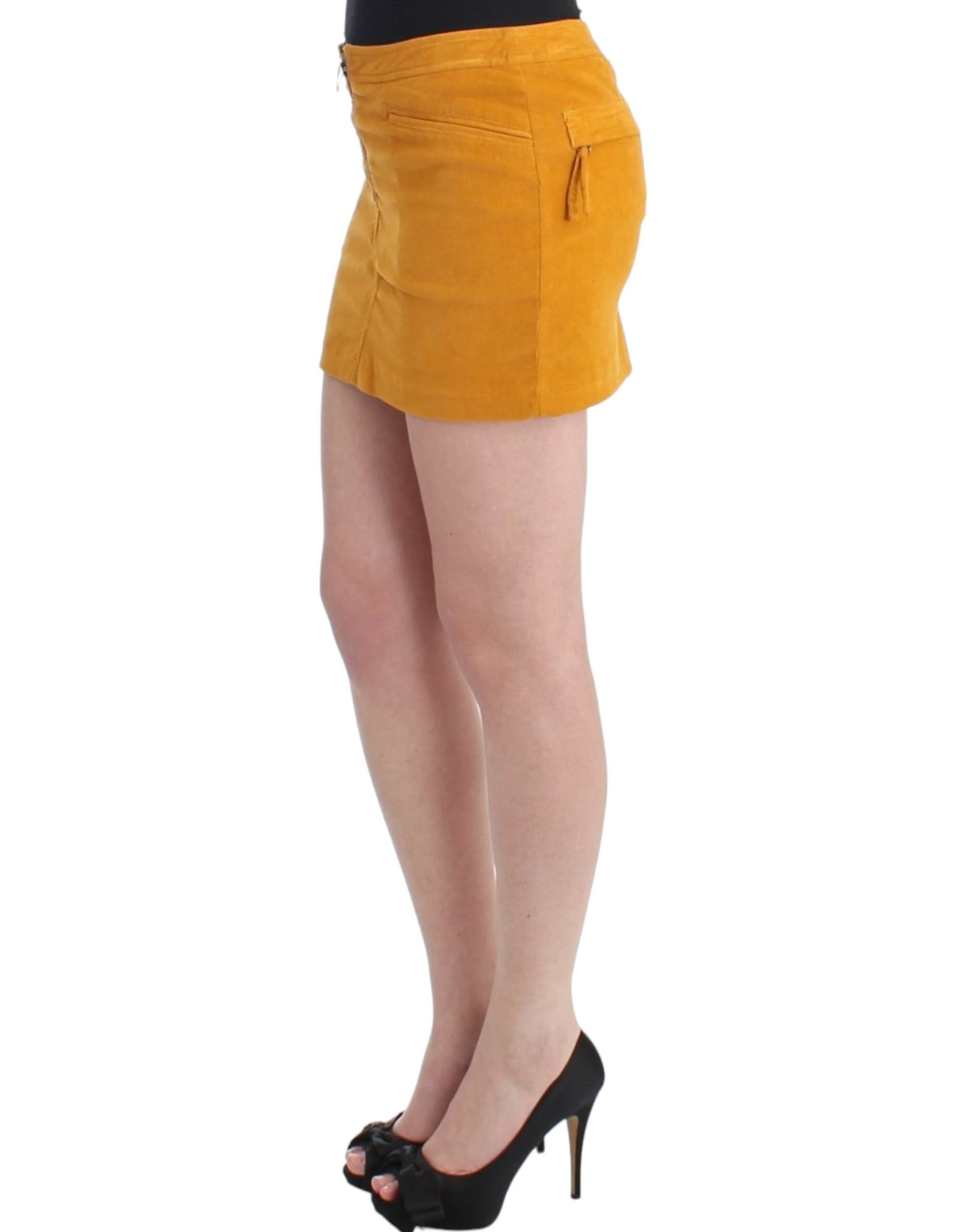 Yellow corduroy mini skirt - 5
