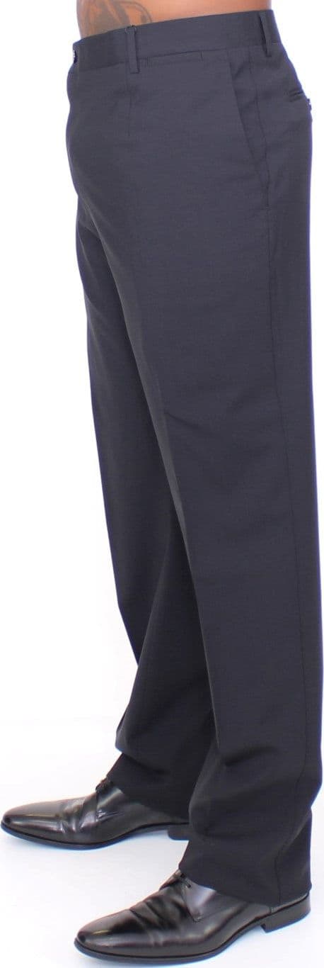 Black Wool Stretch Pleated Pants - 2