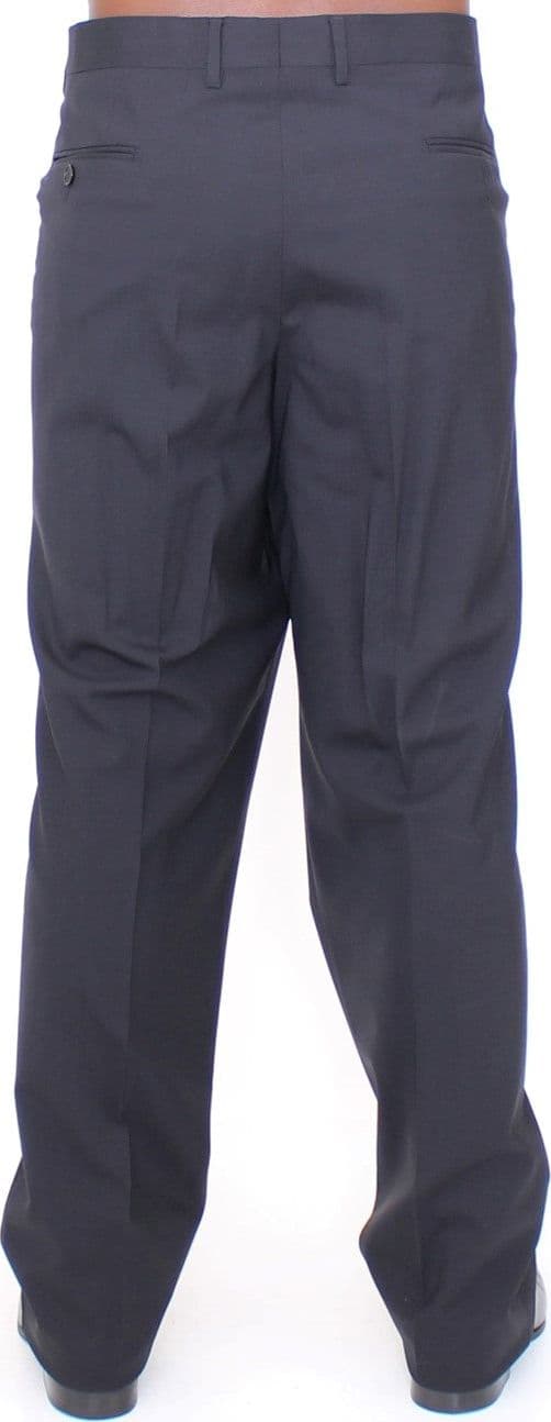 Black Wool Stretch Pleated Pants - 3