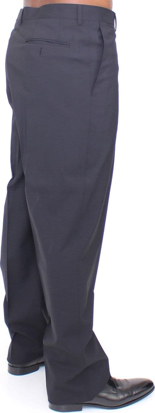 Black Wool Stretch Pleated Pants - 4