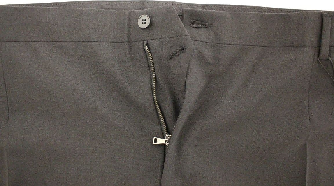 Black Wool Stretch Pleated Pants - 5