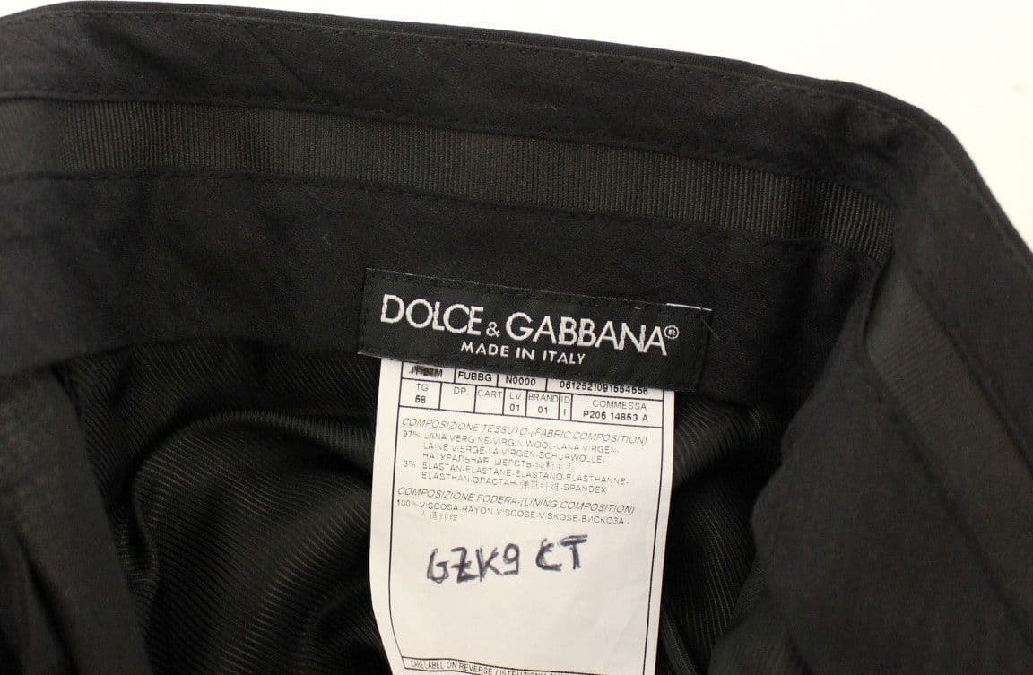 Black Wool Stretch Pleated Pants - 6