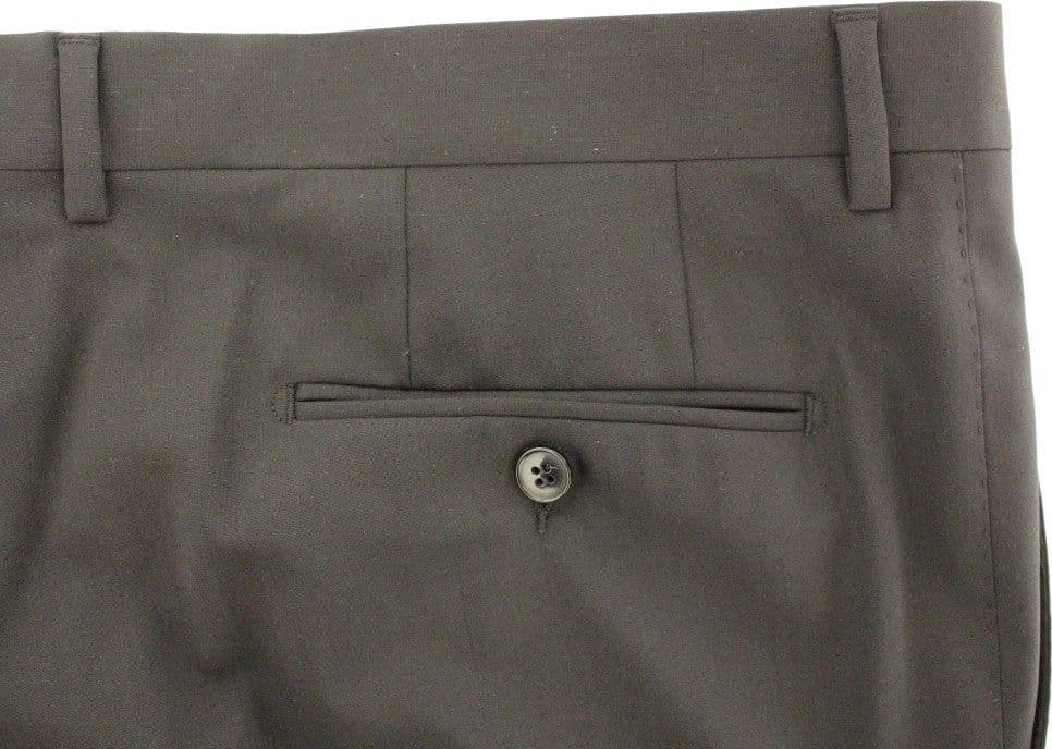 Black Wool Stretch Pleated Pants - 7