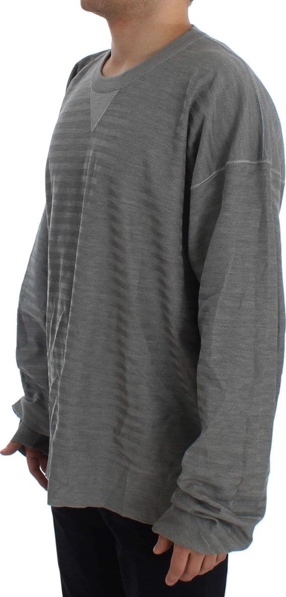 Gray Crewneck Pullover Silk Sweater - 2