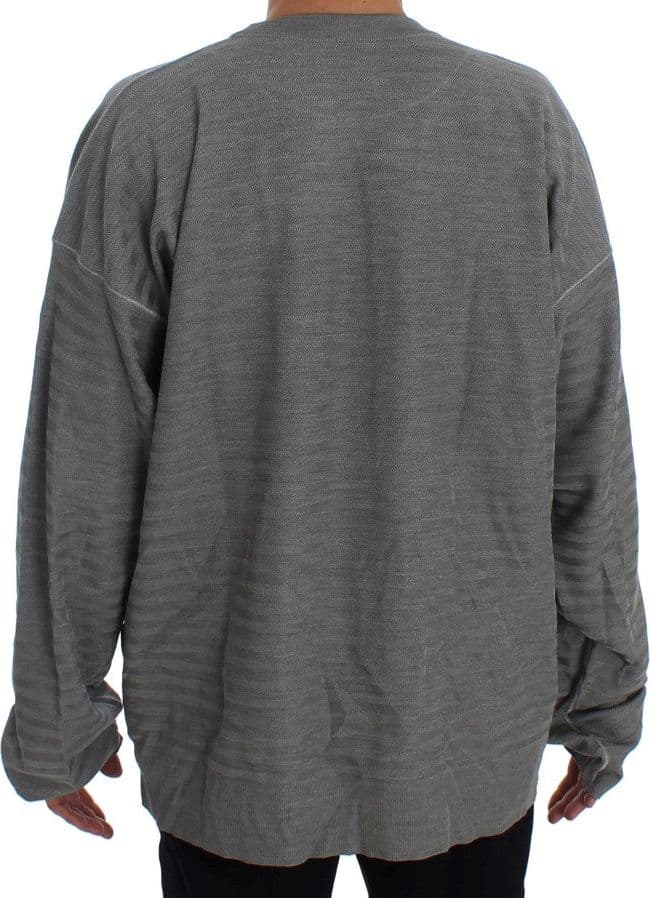 Gray Crewneck Pullover Silk Sweater - 3