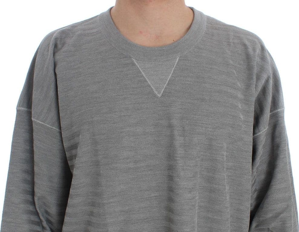 Gray Crewneck Pullover Silk Sweater - 4