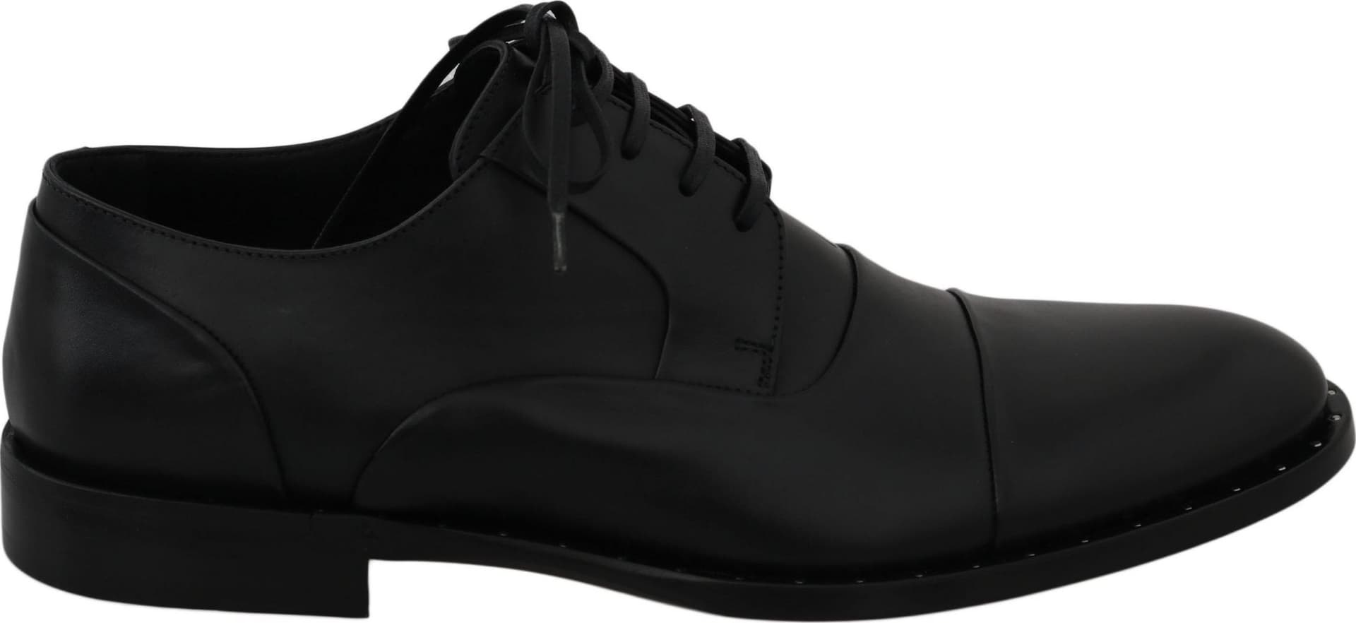 Black Leather Derby Formal Shoes - 4
