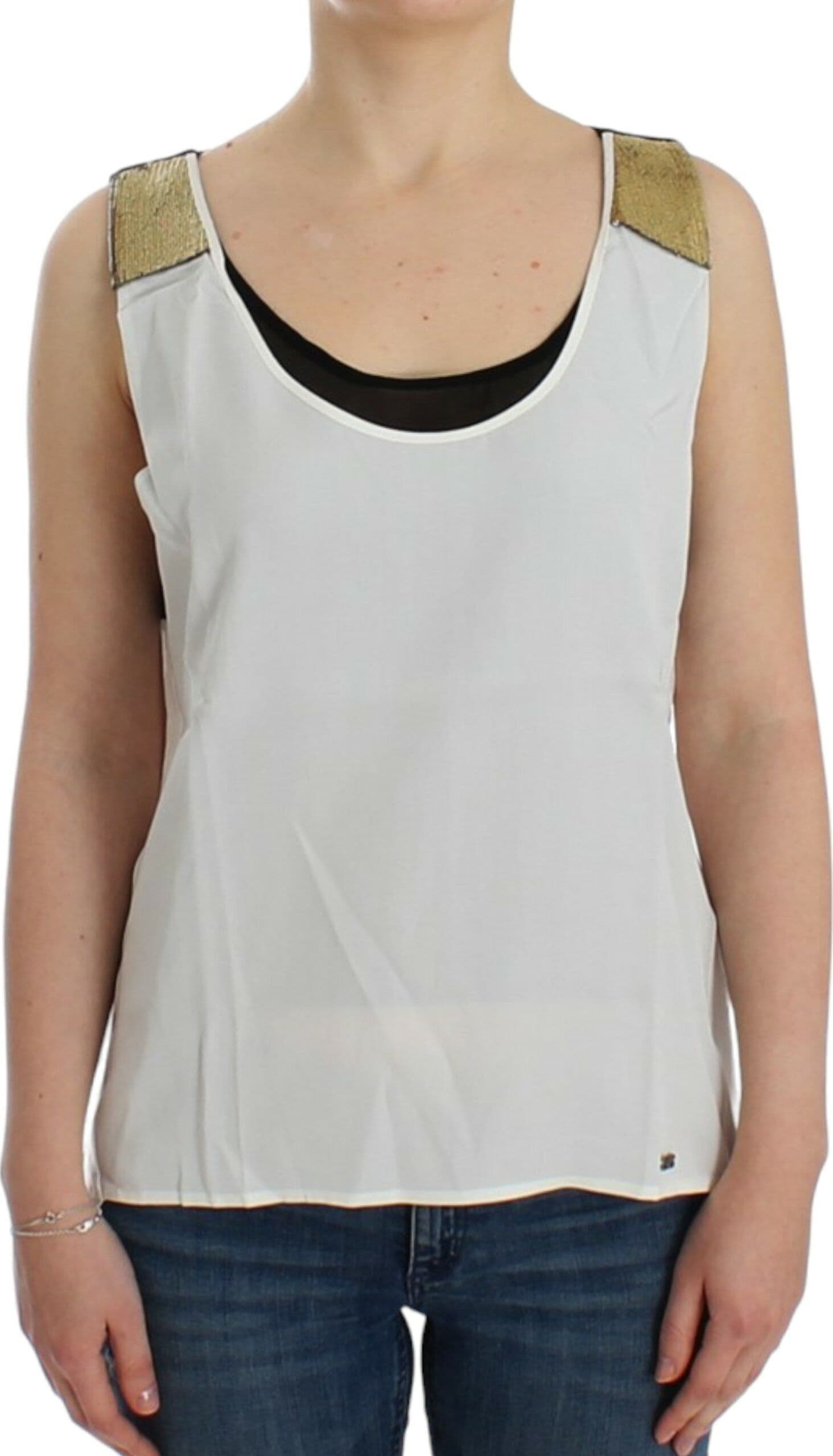 White sleeveless top