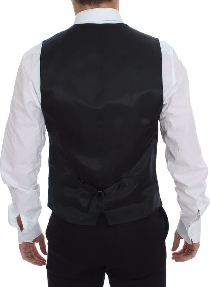 Gray Striped Wool Logo Vest Gilet Weste - 5