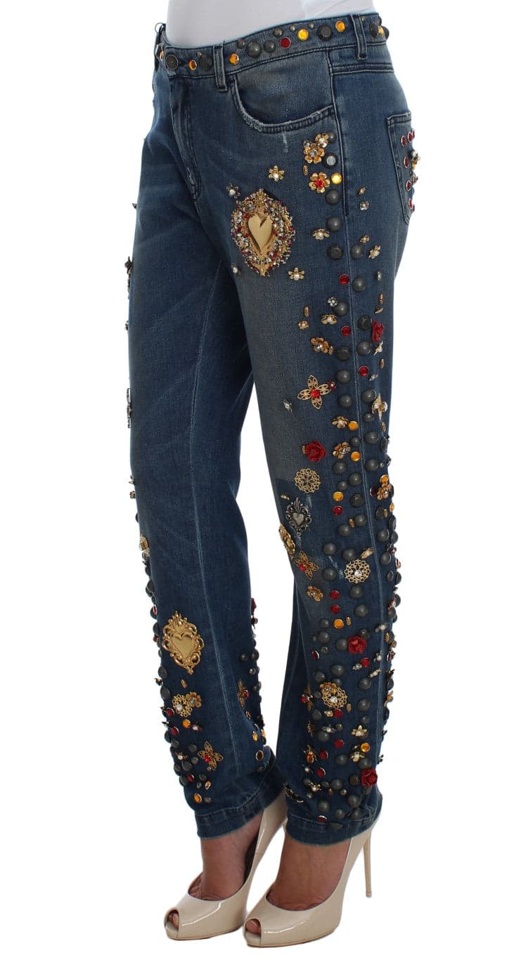 Crystal Roses Heart Embellished Jeans - 2