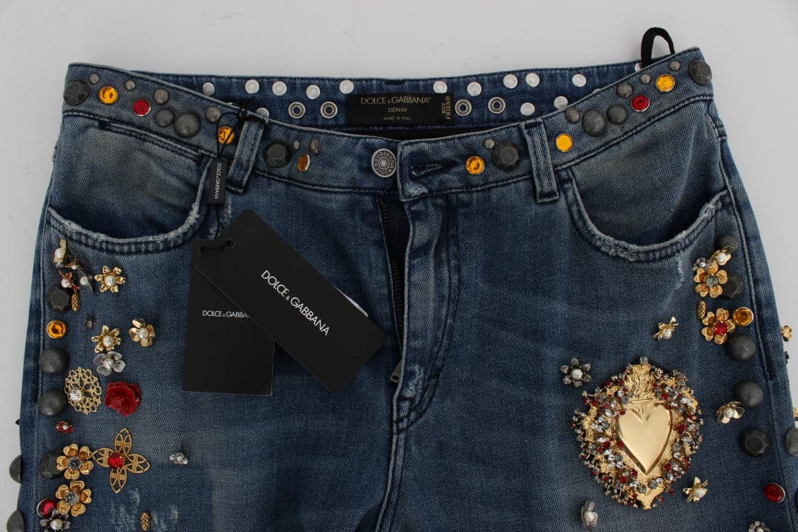 Crystal Roses Heart Embellished Jeans - 5