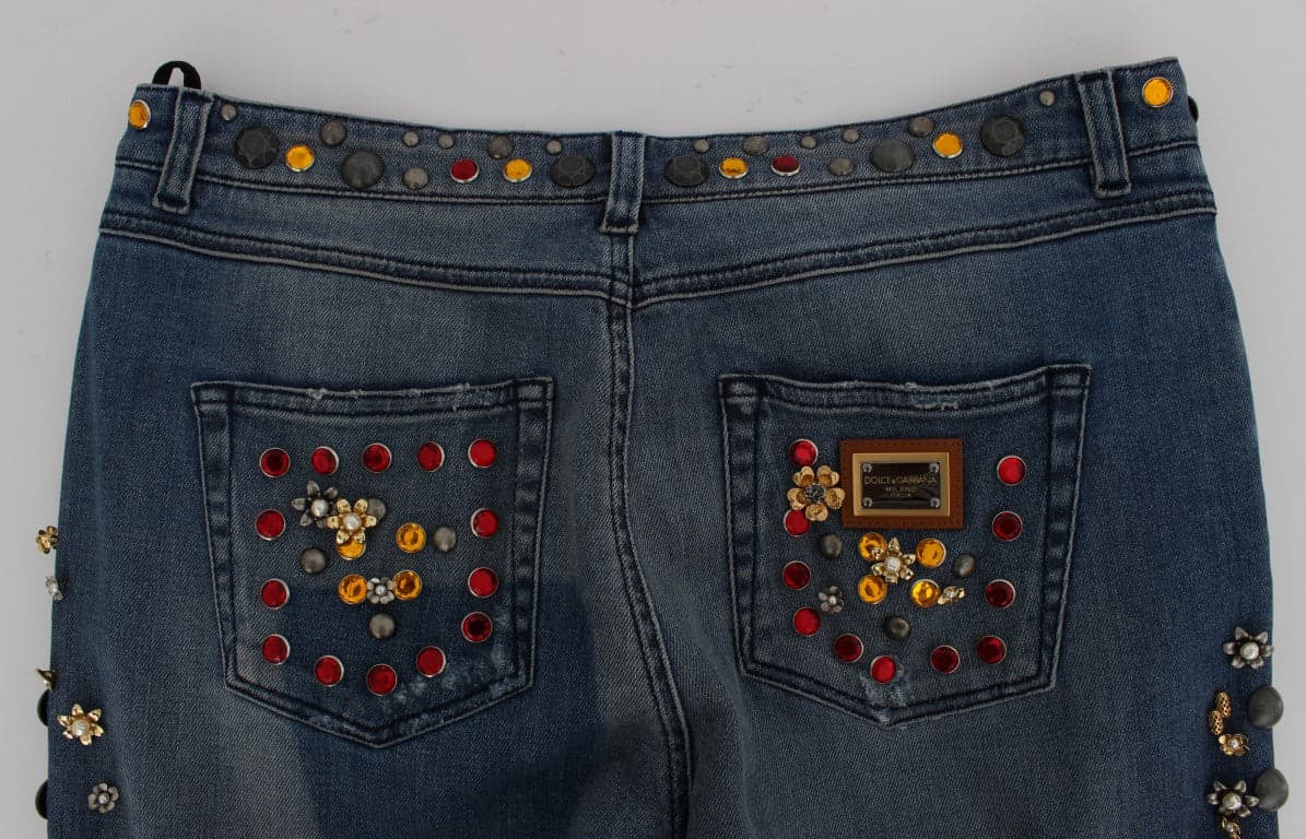 Crystal Roses Heart Embellished Jeans - 7