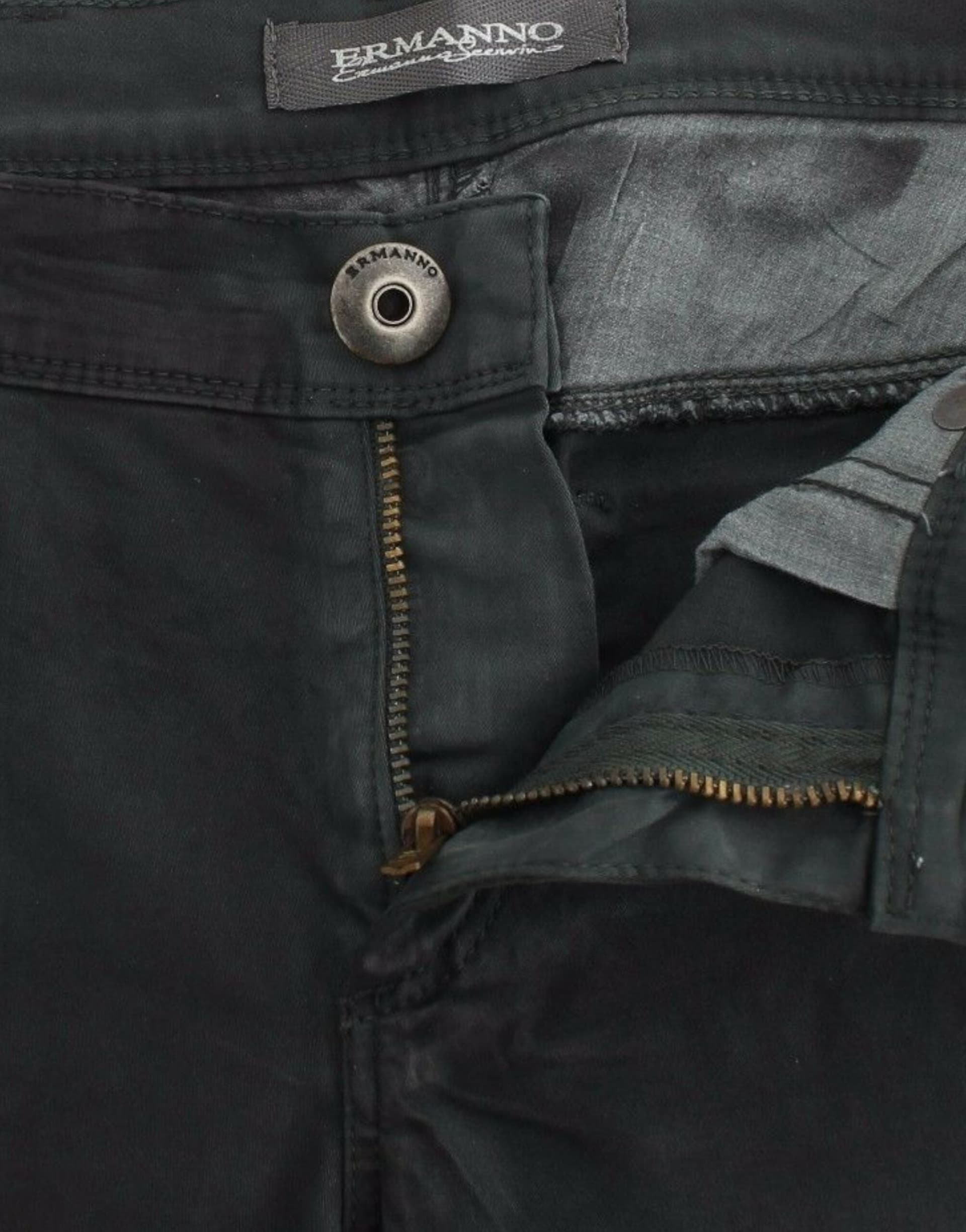 Green Slim Jeans Denim Pants Straight Leg Stretch - 5