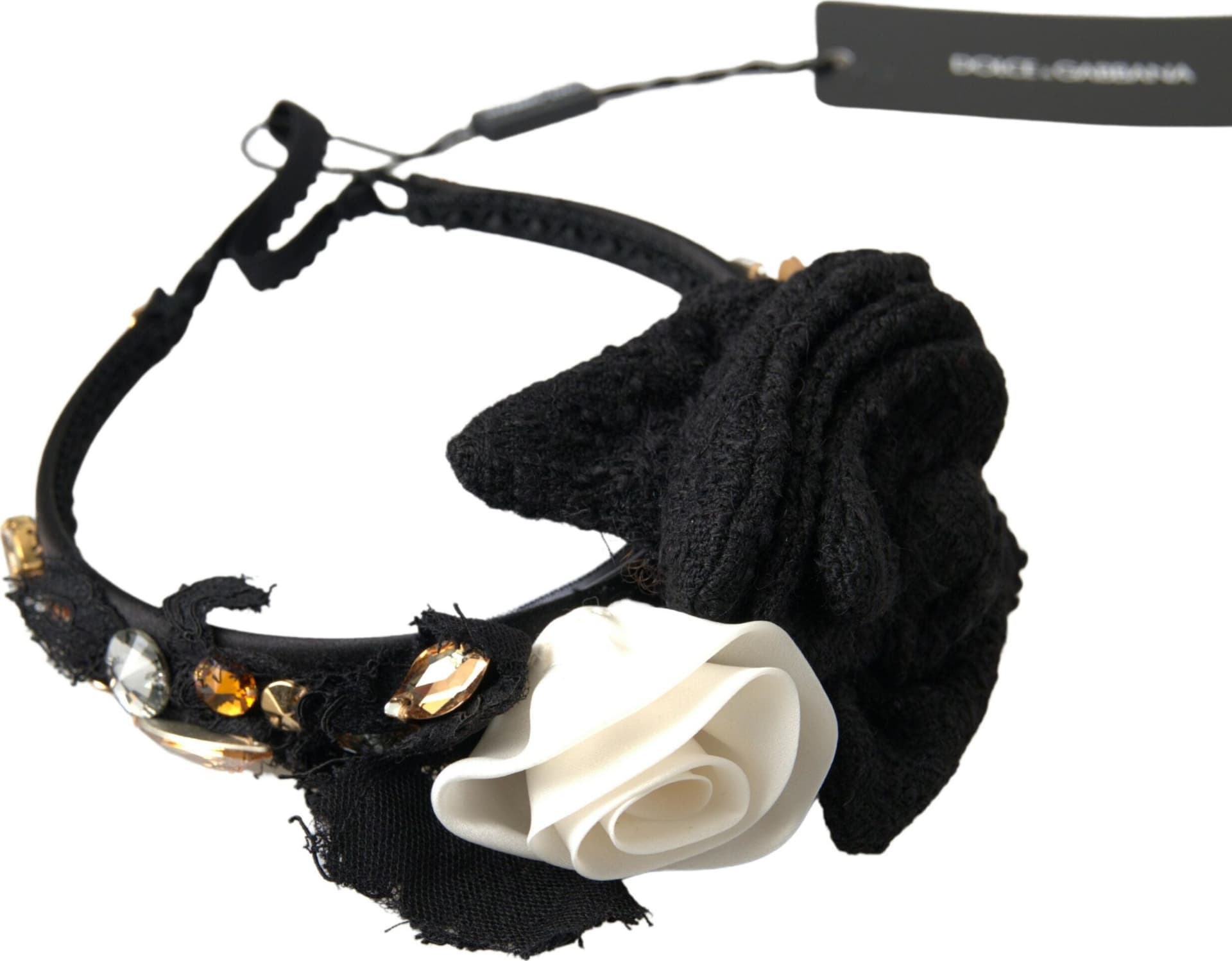 Diadem Headband Tiara White Rose Crystal Hair Gold - 5