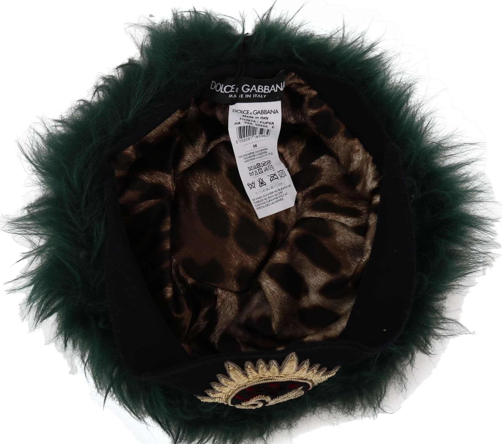 Green Fur DG Logo Embroidered Cloche Hat - 2