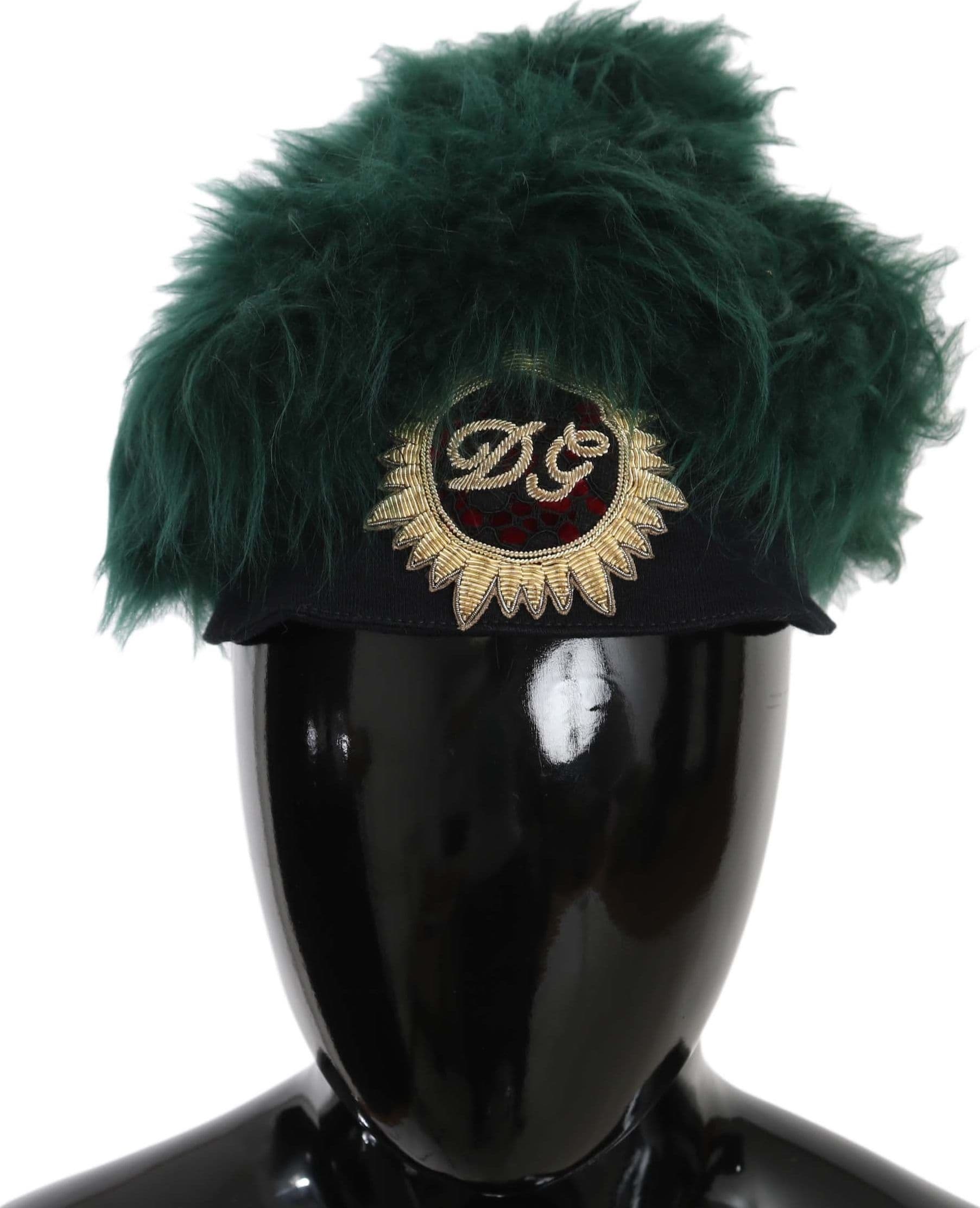 Green Fur DG Logo Embroidered Cloche Hat - 3