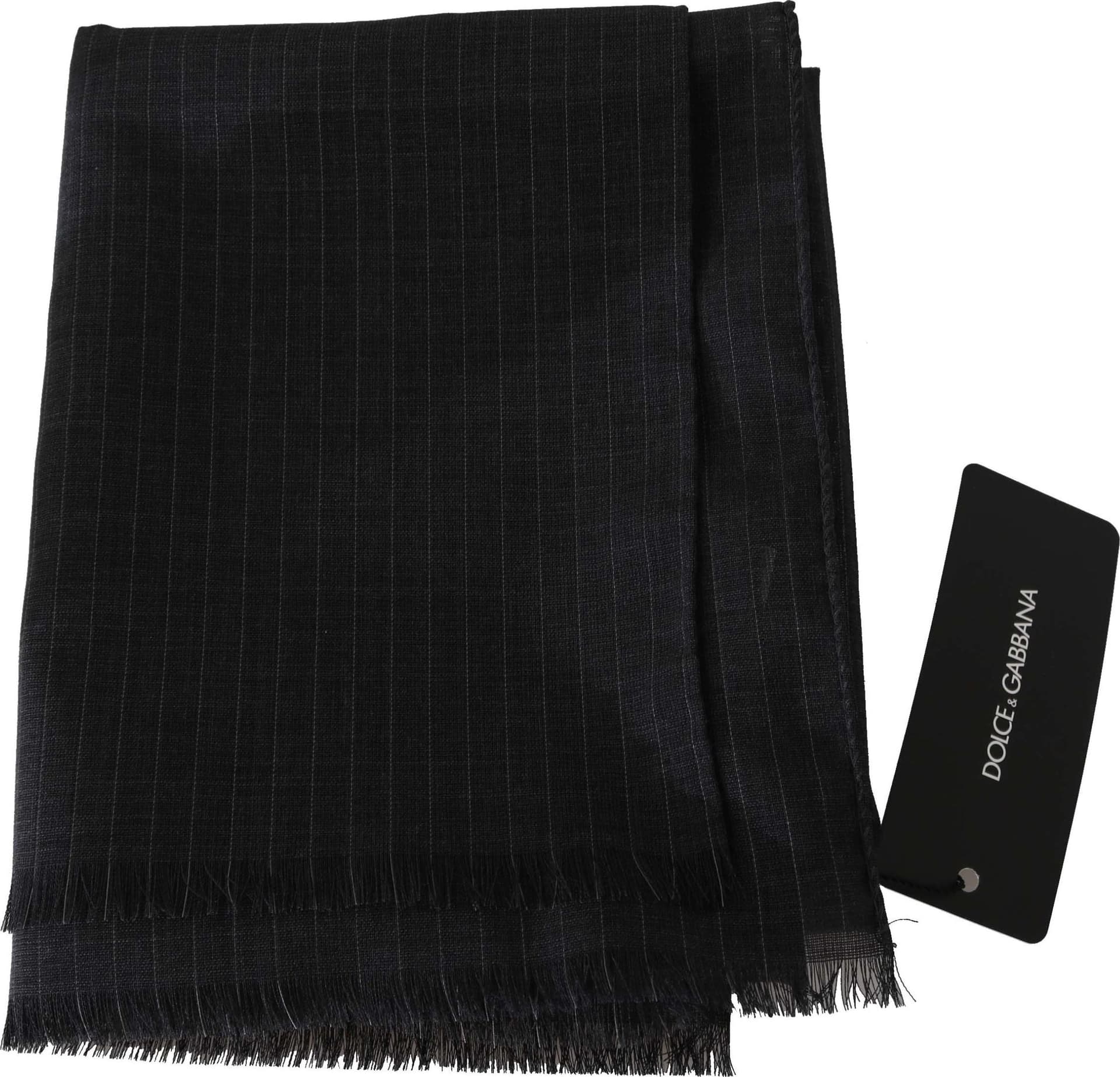 Gray 100% Wool Striped Pattern Wrap Scarf