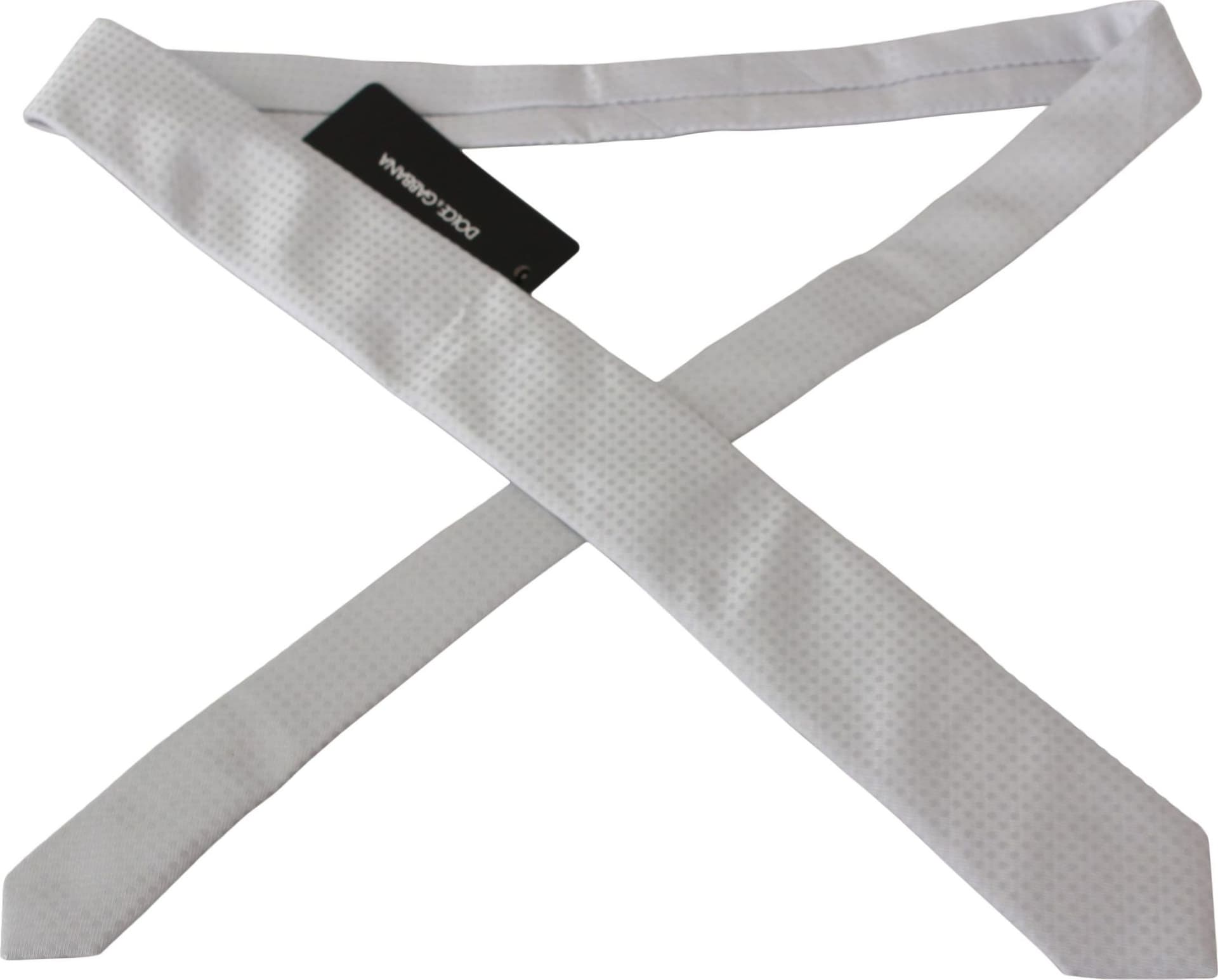 White Patterned Classic Mens Slim Necktie Tie - 2