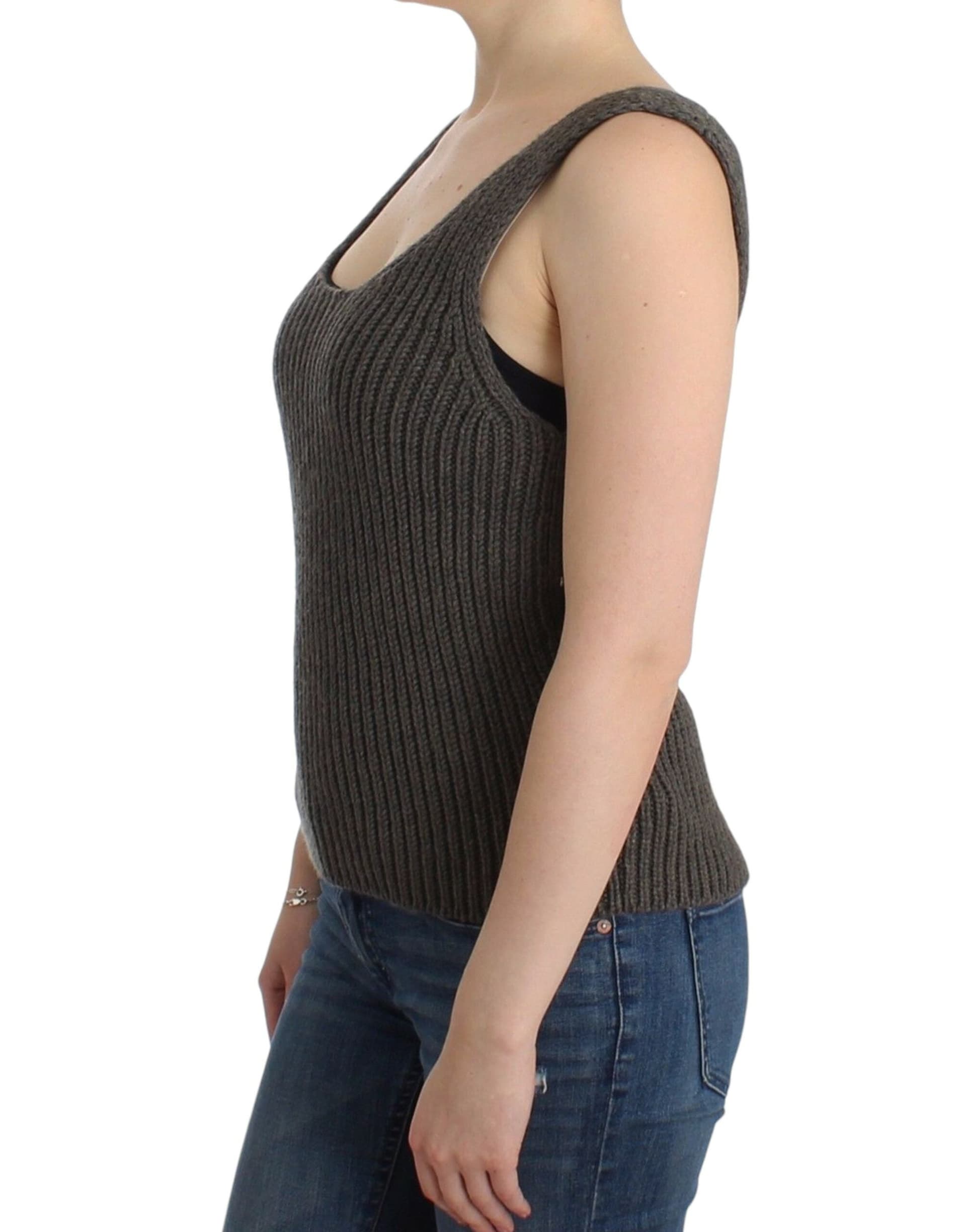 Gray Knit Top Knitted Sweater Merino Wool - 2