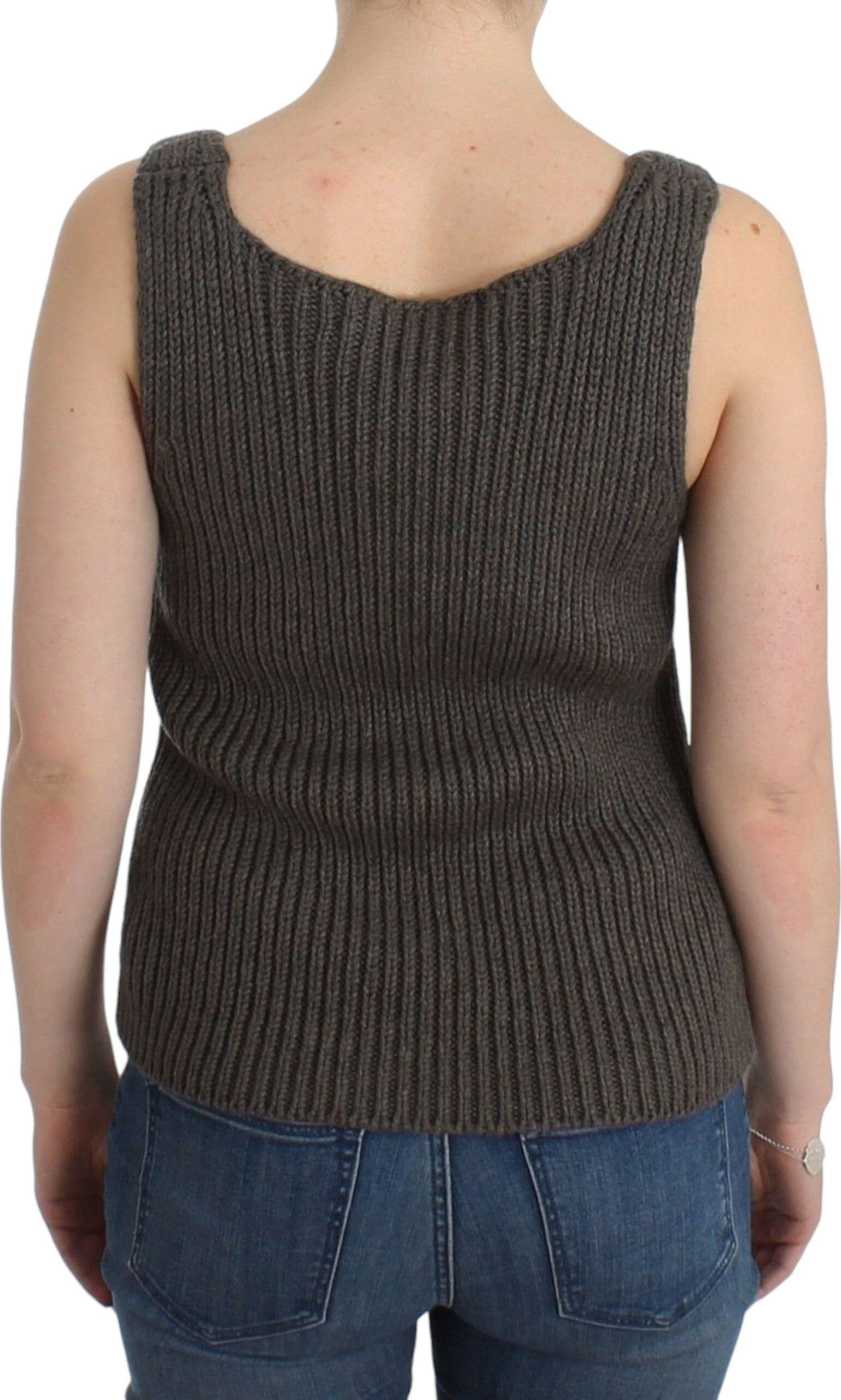 Gray Knit Top Knitted Sweater Merino Wool - 3