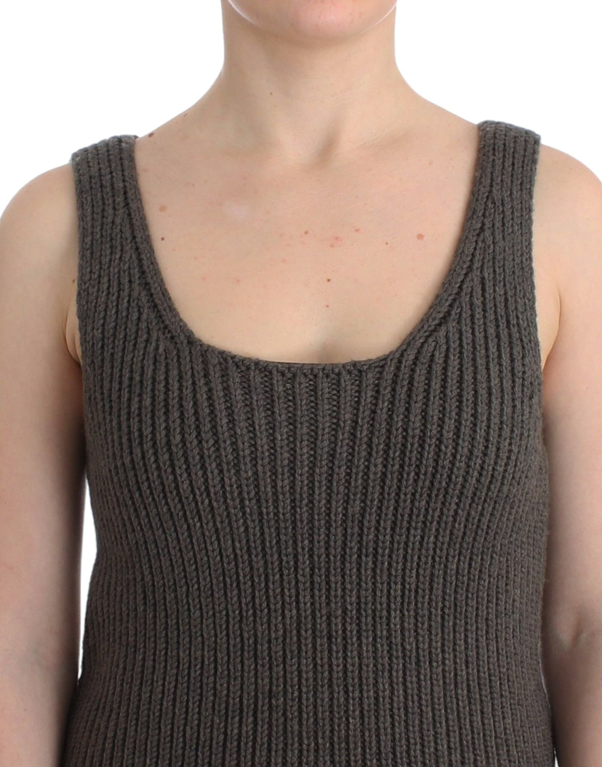 Gray Knit Top Knitted Sweater Merino Wool - 5
