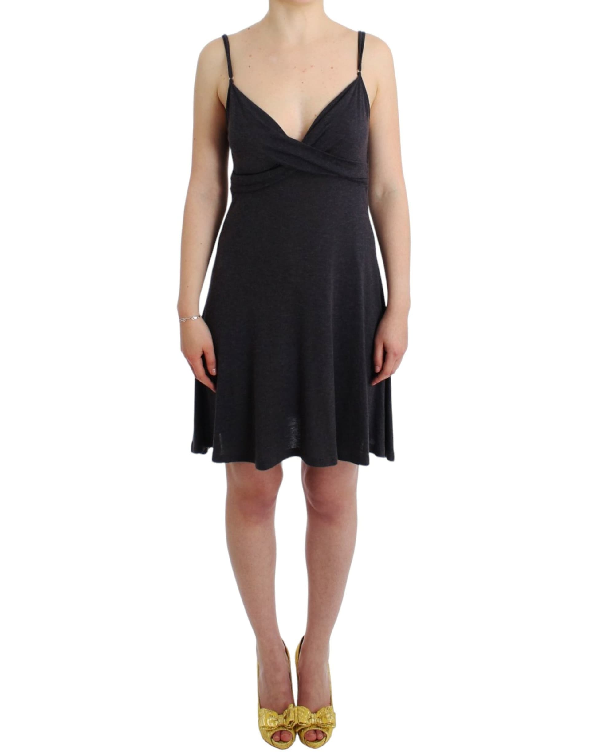 Gray knitted A-line dress