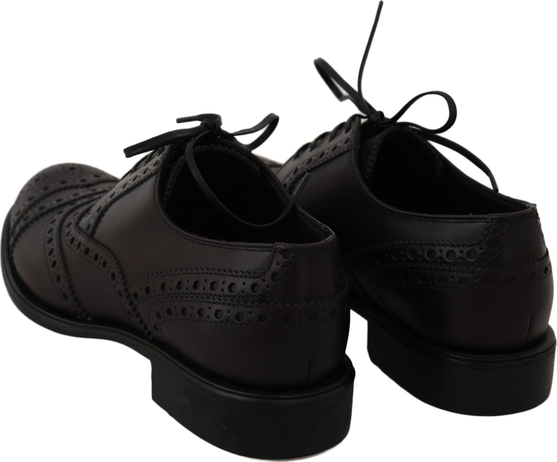 Black Leather Wingtip Oxford Dress  Shoes - 3