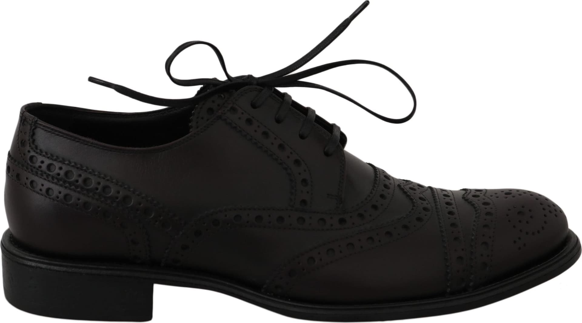 Black Leather Wingtip Oxford Dress  Shoes - 4