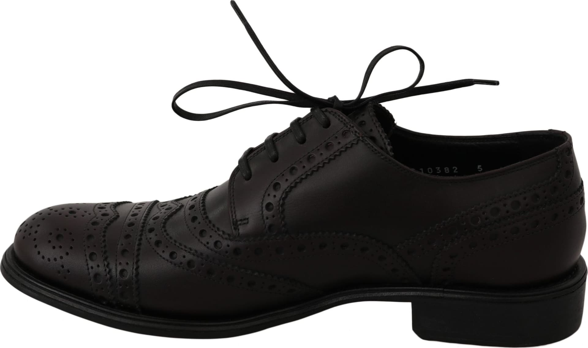 Black Leather Wingtip Oxford Dress  Shoes - 5