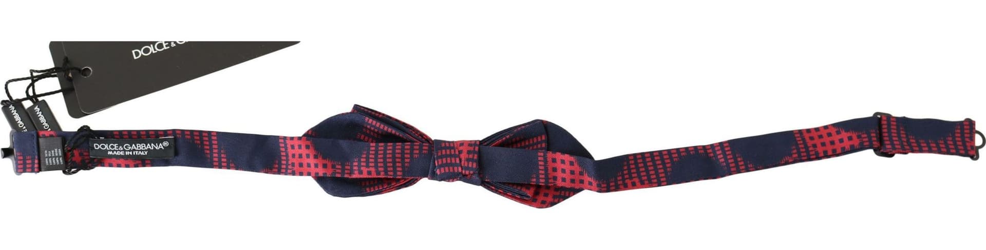 Red Checkered 100% Silk Adjustable Men Neck Bow Tie - 2