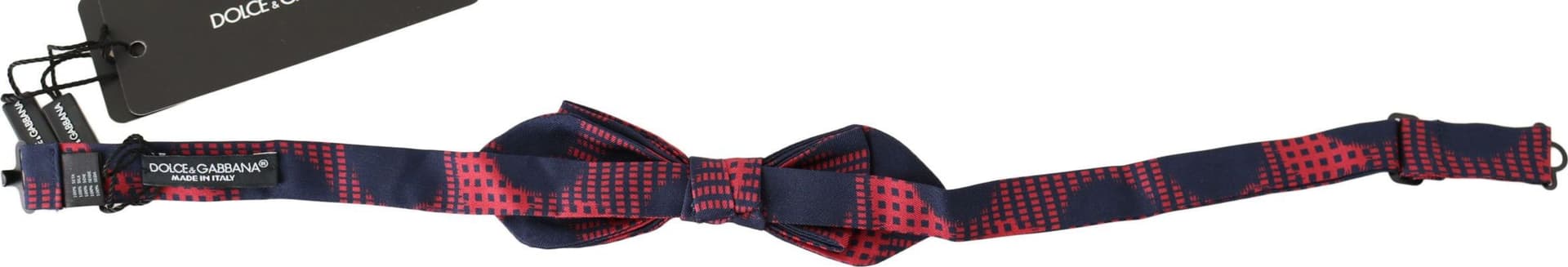 Red Checkered 100% Silk Adjustable Men Neck Bow Tie - 2