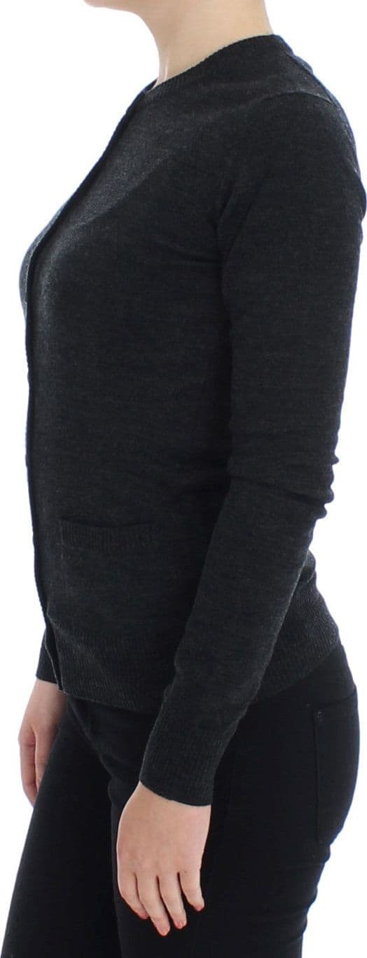 Gray Wool Button Cardigan Sweater - 2