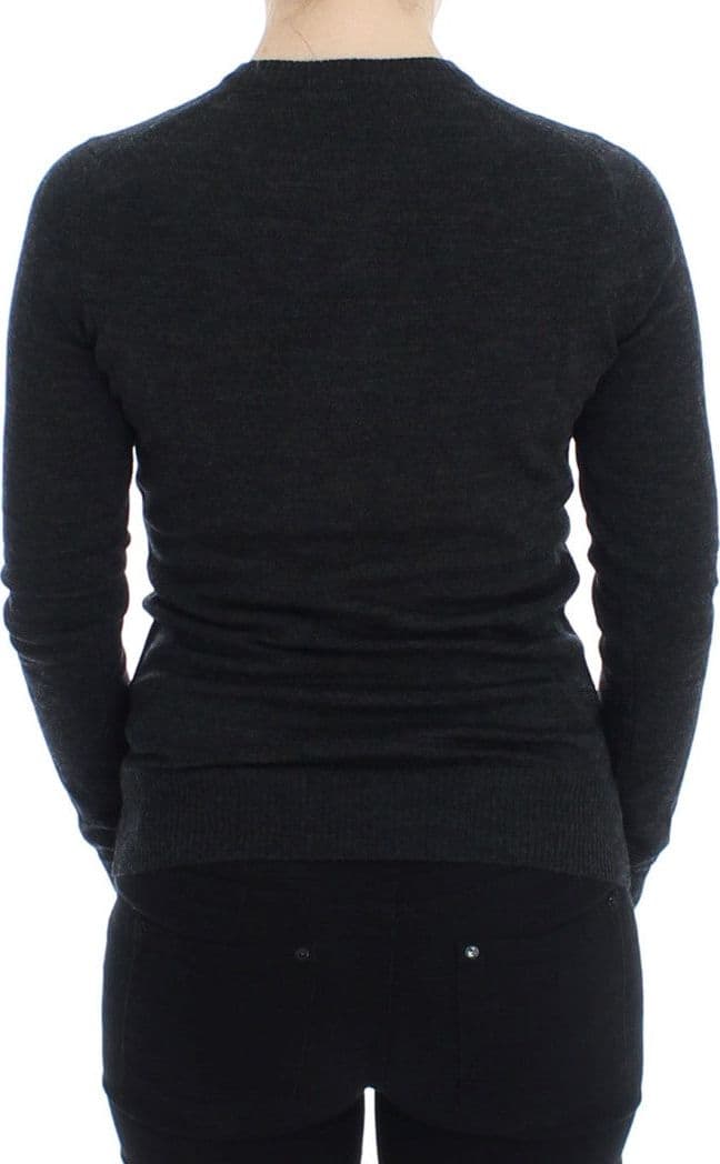 Gray Wool Button Cardigan Sweater - 3