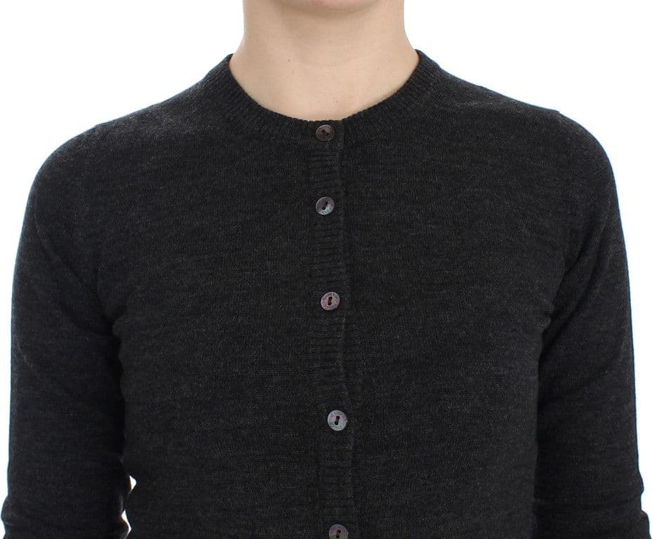 Gray Wool Button Cardigan Sweater - 5
