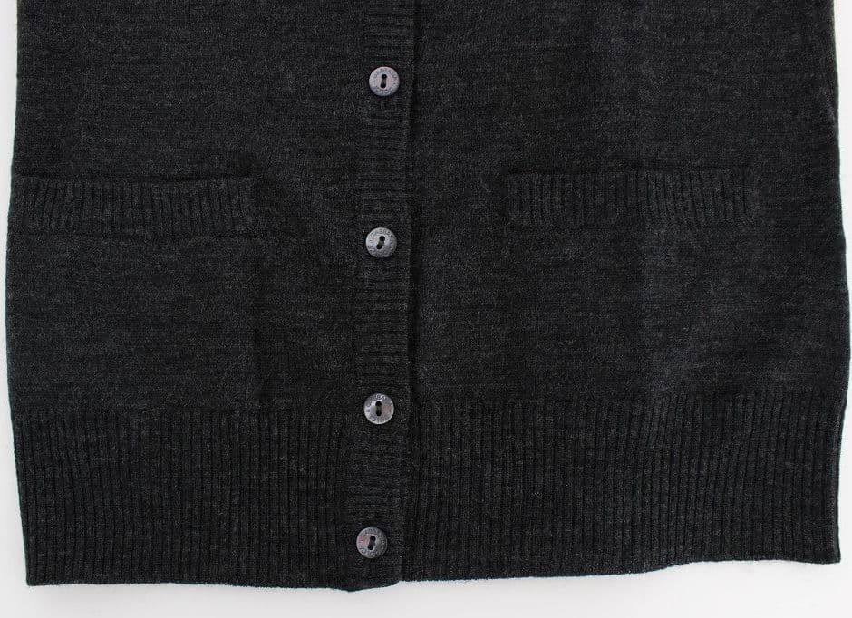 Gray Wool Button Cardigan Sweater - 7