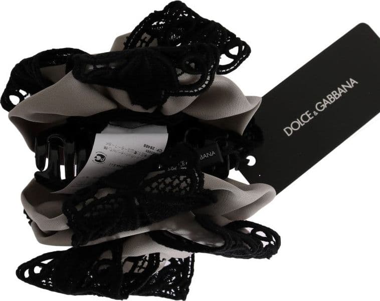 Gray Silk Black Lace Hair Claw - 2
