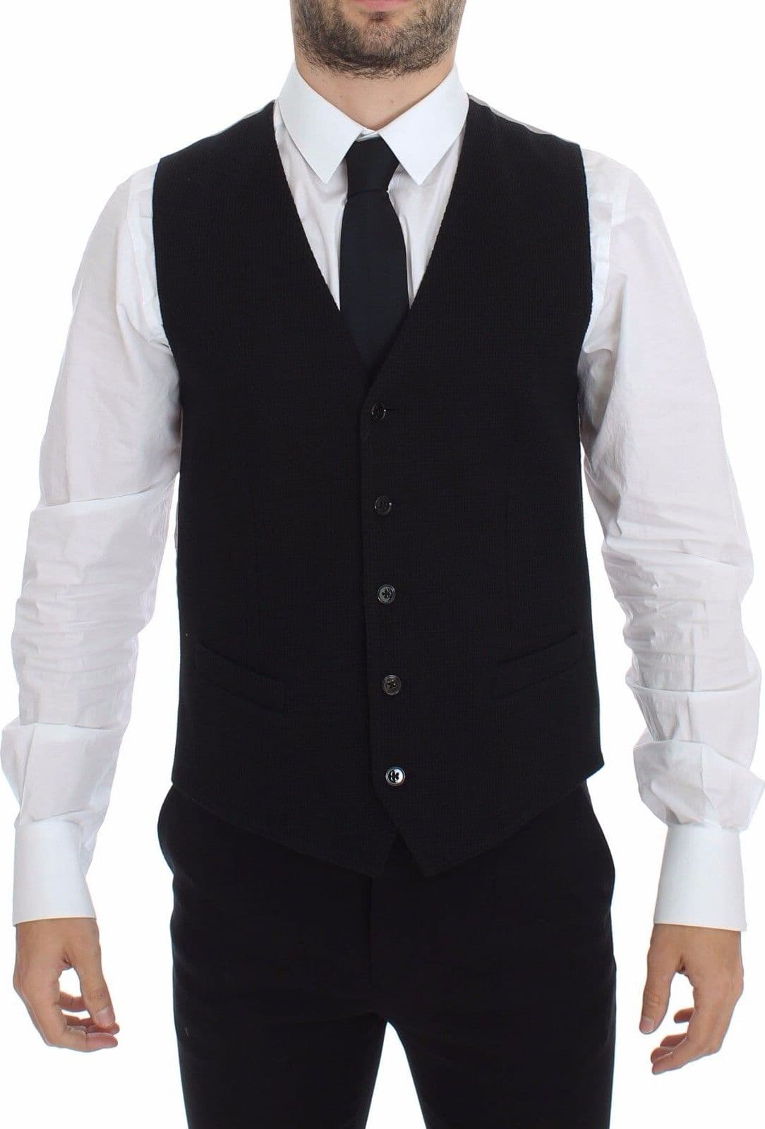 Black Cotton Dress Vest Blazer Jacket - 8
