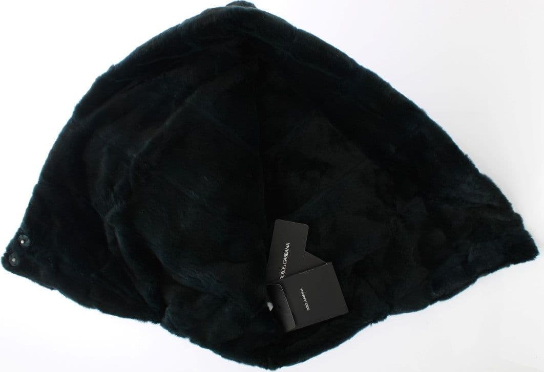 Green Weasel Fur Crochet Hood Scarf Hat - 6