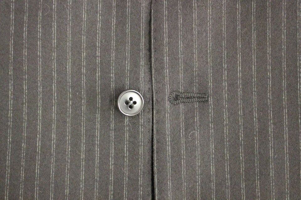 Black Striped Wool Single Breasted Vest - 5