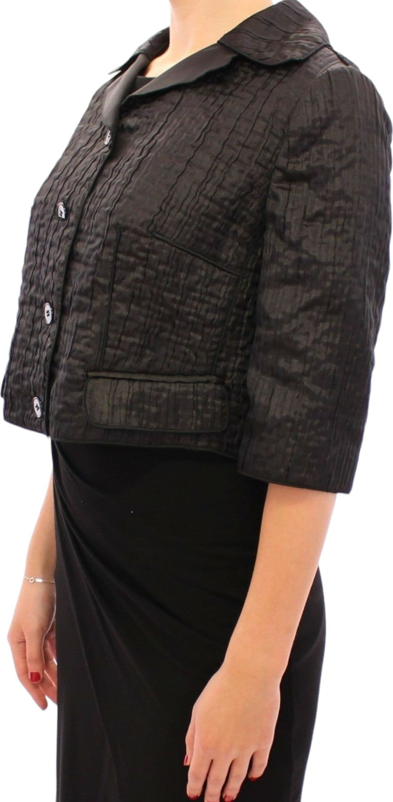 Black Short Bolero Shrug Jacket Coat - 2