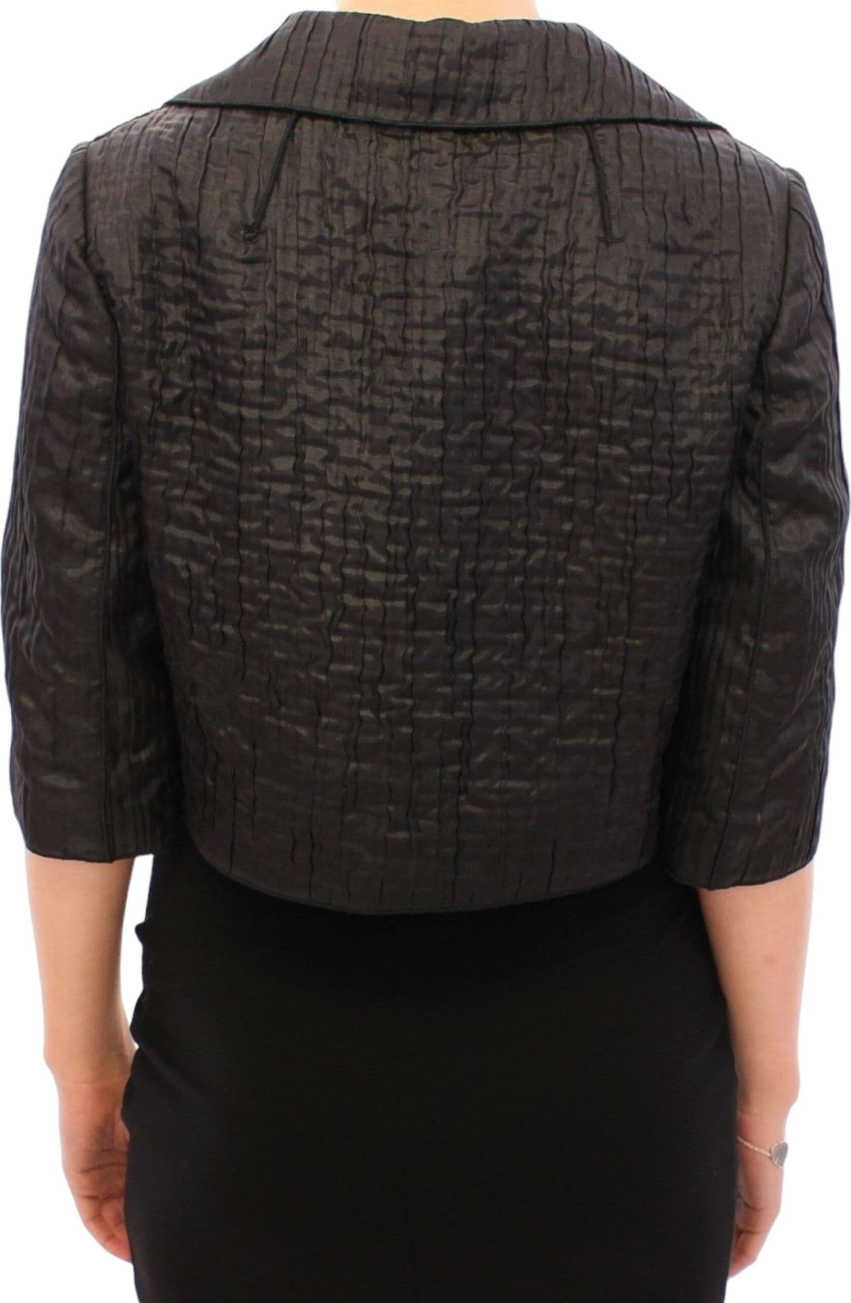 Black Short Bolero Shrug Jacket Coat - 3