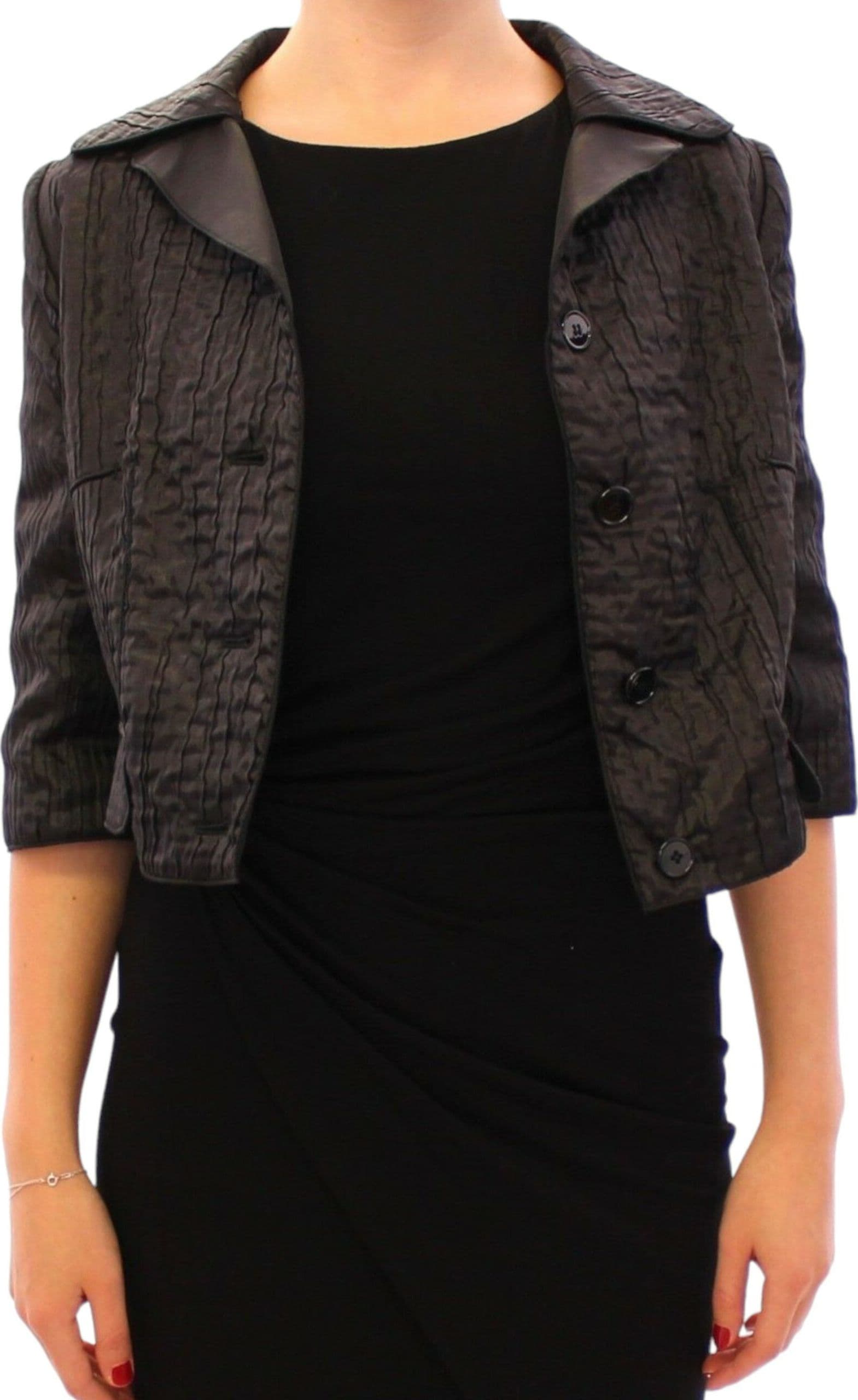 Black Short Bolero Shrug Jacket Coat - 5