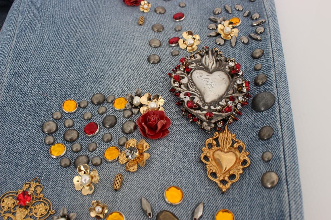 Crystal Roses Heart Embellished Jeans - 8