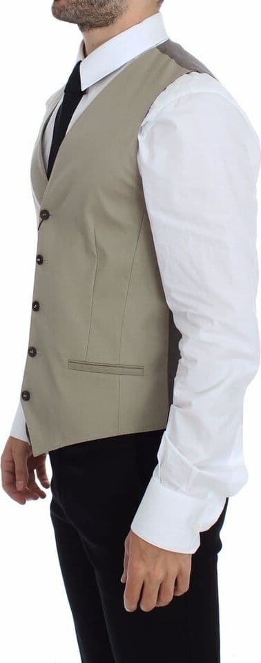 Beige Cotton Dress Vest Blazer Jacket - 3