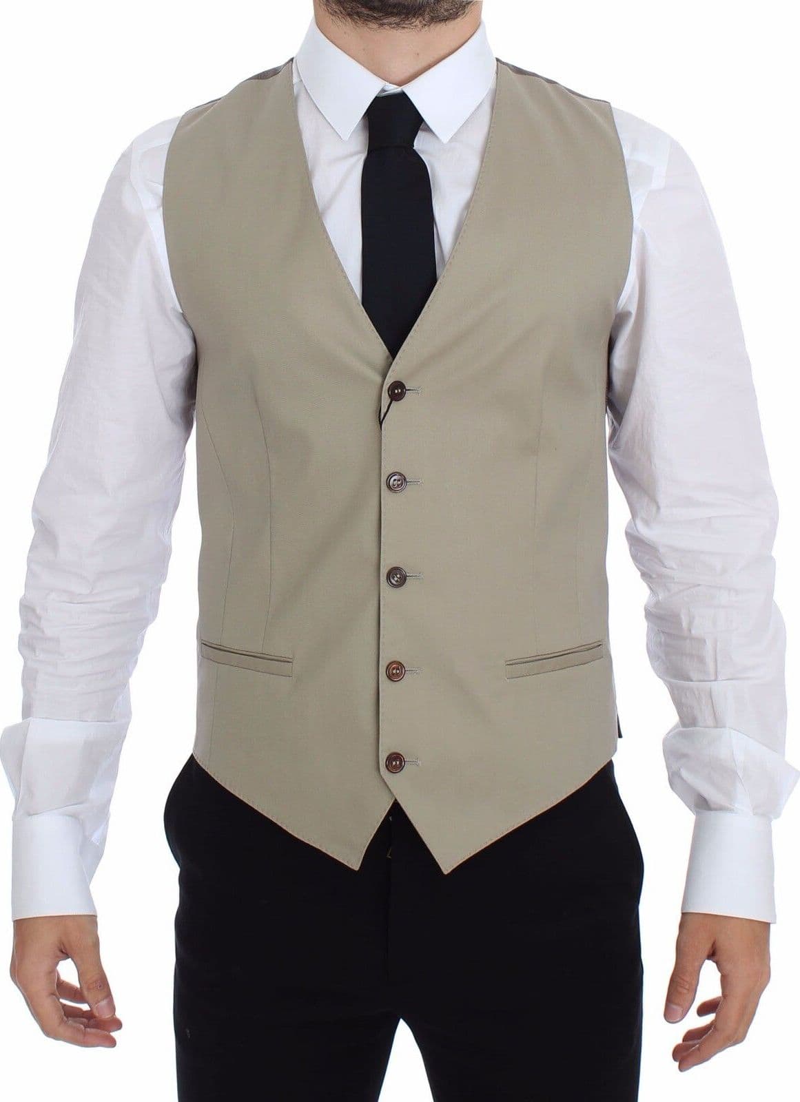 Beige Cotton Dress Vest Blazer Jacket - 8
