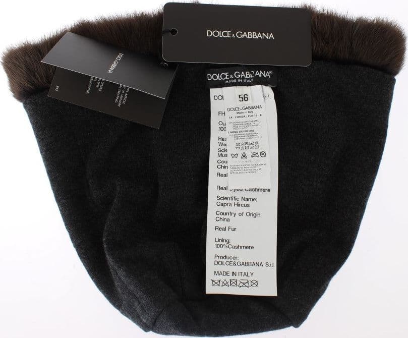Brown Weasel Fur Womens Cashmere Hat Beanie - 5